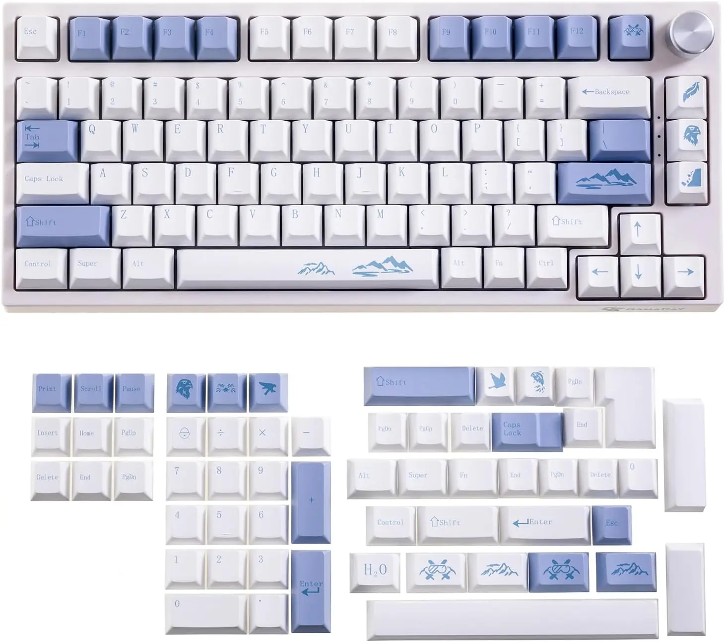 White Purple PBT Keycaps Cherry Profile, Custom 135  Doubleshot Keycaps Set, Universal Compatiability for 61/68/75/84/87/96/98/100/104/108 Layout Mechanical Keyboard (White&Purple)