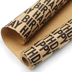 Birthday  Wrapping Paper  Style Paper  for Men Women Brown  Paper with Black - 17Inch x 394Inch(33Feet)