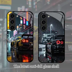 Casing For SAMSUNG GALAXY A55 A56 S22 S23 S24 S25 FE ULTRA Car Sports Car Racing Car Black Stylish Glass anti drop protection phone case Shockproof Silicone