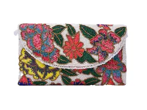 MAWC Handmade Beaded Purse Vintage Clutches Evening bags Trendy Shimmering Handbags Sparkling Cross Body Purse Vibrant Bead Patterned Handbag