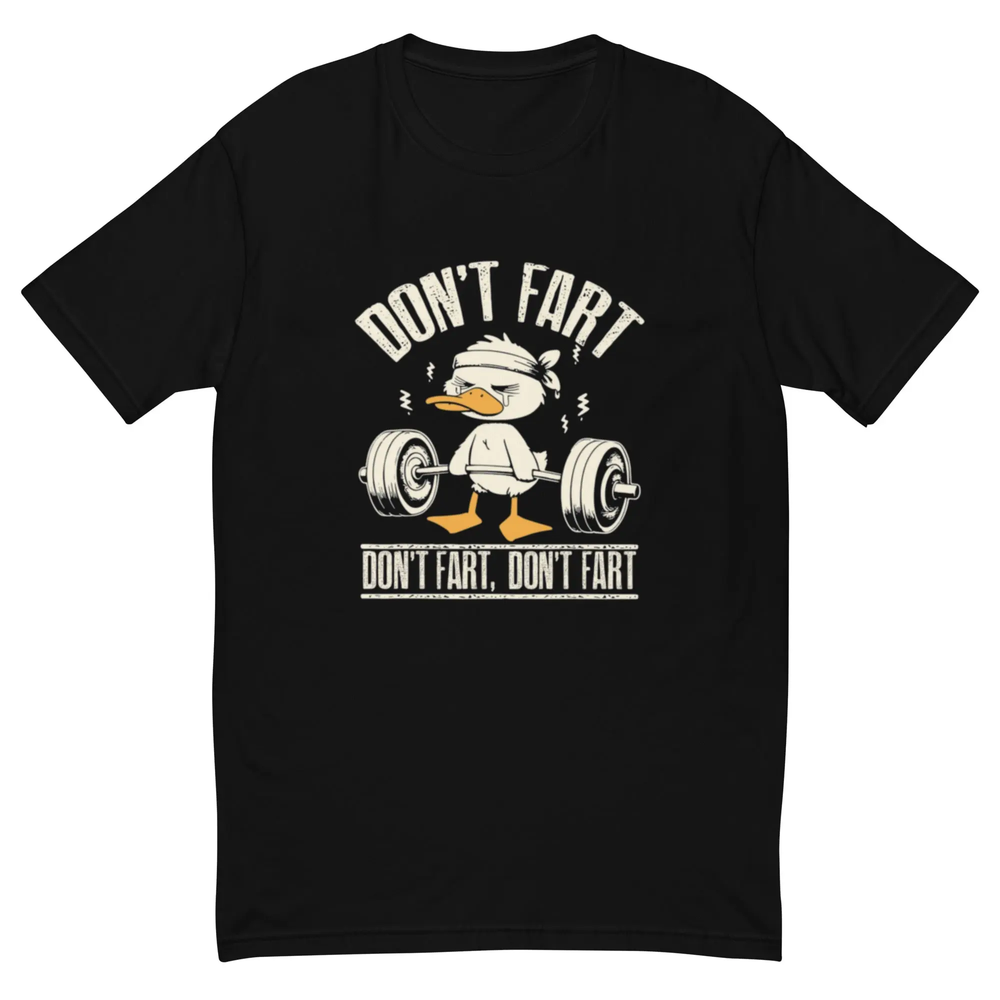 Rufusbeak Don't Fart Fitted T-Shirt - Cartoon Duck Graphic Short Sleeve Crew Neck Summer Medium Length 100% Combed Ring-Spun Cotton for Men