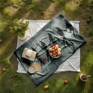 1 piece Dynamic evolution of the ghost wolf running in the dark themed flannel blanket - Oversized comfortable flannel sofa blanket, suitable for beds and sofas, modern geometric pattern design, all-season use, digital printing, 100% polyester