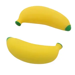 Bright Yellow Stretchy Sand-Filled Banana Squeeze Toys - 5", 12 Pcs