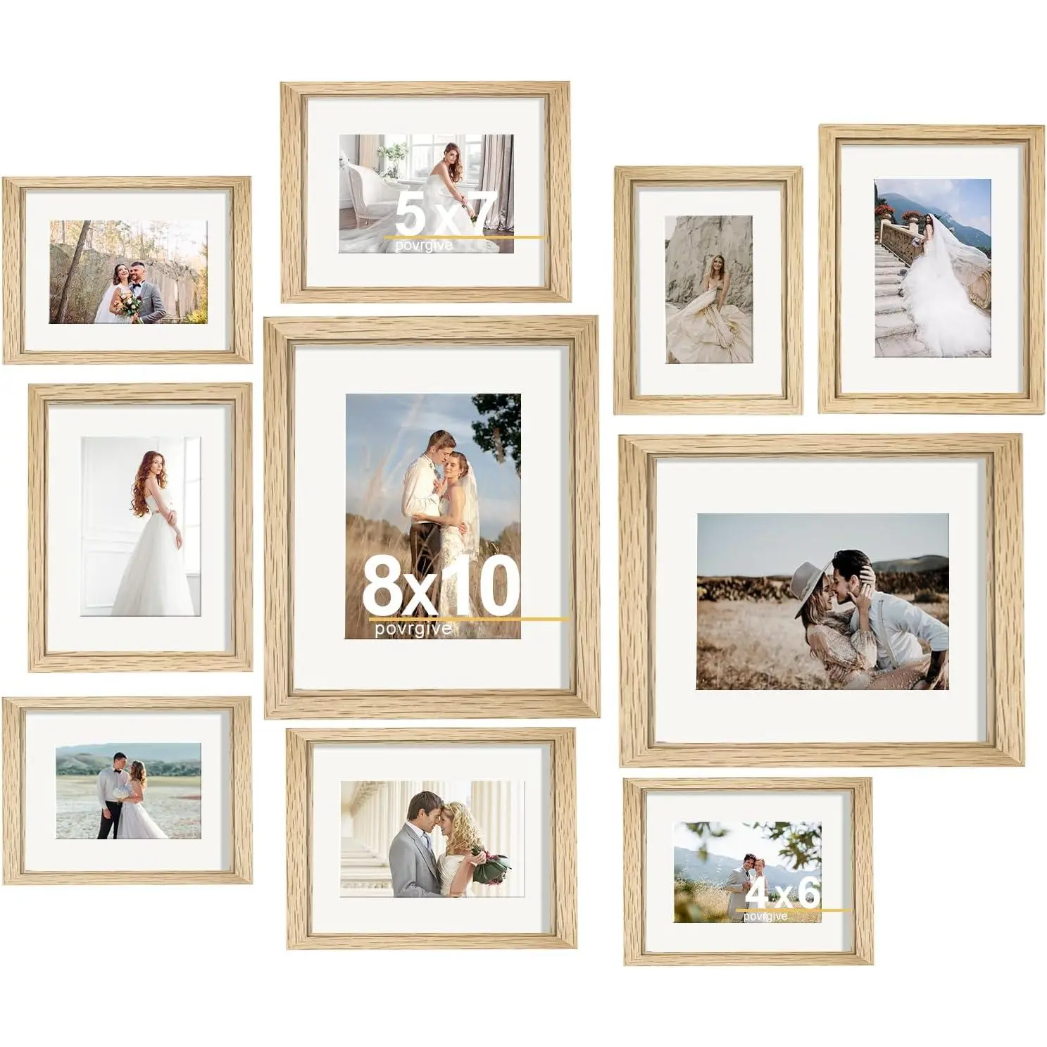 10 pack picture frames collage wall decor gallery wall frame set with mat for wall mounting or tabletop display including two 8x10 four 5x7 four 4x6 photo frames real glass