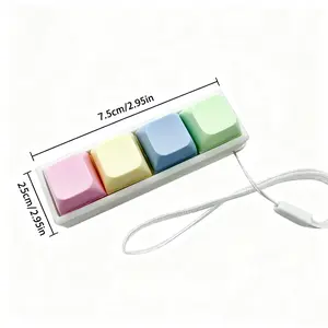 Macaron Design  stress-relieving toy mechanical keyboard, crystal keys with LED lights, transparent design, keyboard keychain