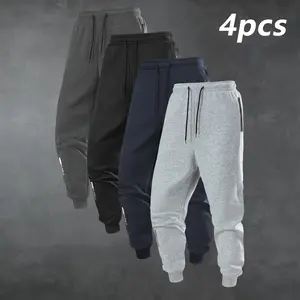 Men's Solid Color Knit Zipper Pocket Sports Pants Pack for Outdoor Jogging Gym Workouts High Waisted Straight Leg Joggers Casual Comfy Sporty Breathable SpringStatements