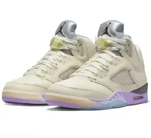 Washable yellow retro anti-slip and wear-resistant retro basketball shoes for men