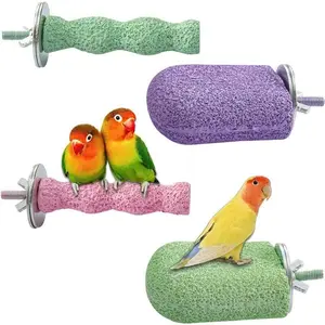 4PCS Bird Beak Grinding Stone – Parrot Cage Perch Foot Trimmer & Chew Toys, Ideal for Bird Grooming and Healthy Beak Care