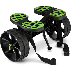 Kayak Cart, Puncture-Free Wheels Assembles and Disassembles Within Seconds – Easy to Store – No Tools Required – All-Terrain Durable Kayak and Canoe Cart with Adjustable Straps (Green - Black)