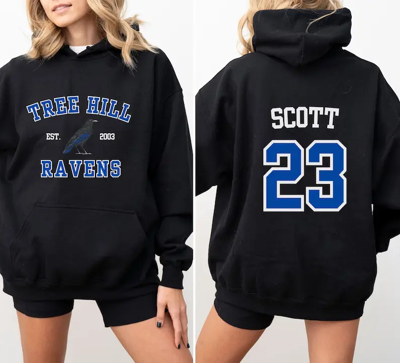 Tree Hill Raven Graphic Hoodie, Unisex Casual‑Fit Hooded Sweatshirt, North Carolina Themed Apparel, Trendy Fan‑Style Gift