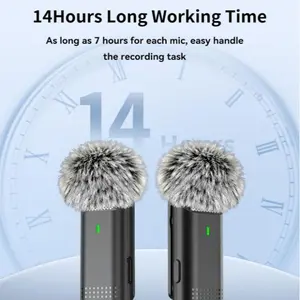 Wireless Lavalier Microphone for iPhone and Android, 2-Pack Mini Lapel Mic, Noise Cancelling, 6-Hour Battery Per Mic for Vlog, Live Streaming, Podcast Recording, Content Creation