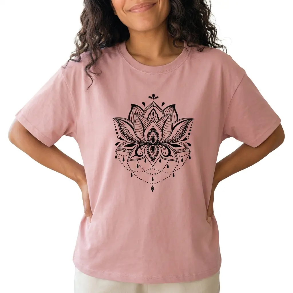 Mandala Lotus Flower Shirt Women Boho Spiritual Graphic Tee Plus Size