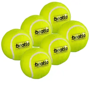 Bratla Heavy Tennis Cricket Ball 125g - Pack of 6 | Hard Tennis Balls for Softball Cricket Games