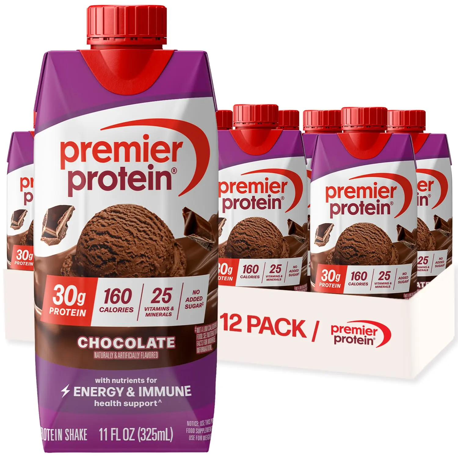 High Protein Chocolate Shake 30g Protein 12 Pack 11 oz Ready to Drink Shake No Added Sugar Gluten Free 160 Calories with 24 Vitamins and Minerals Supports Muscle Health