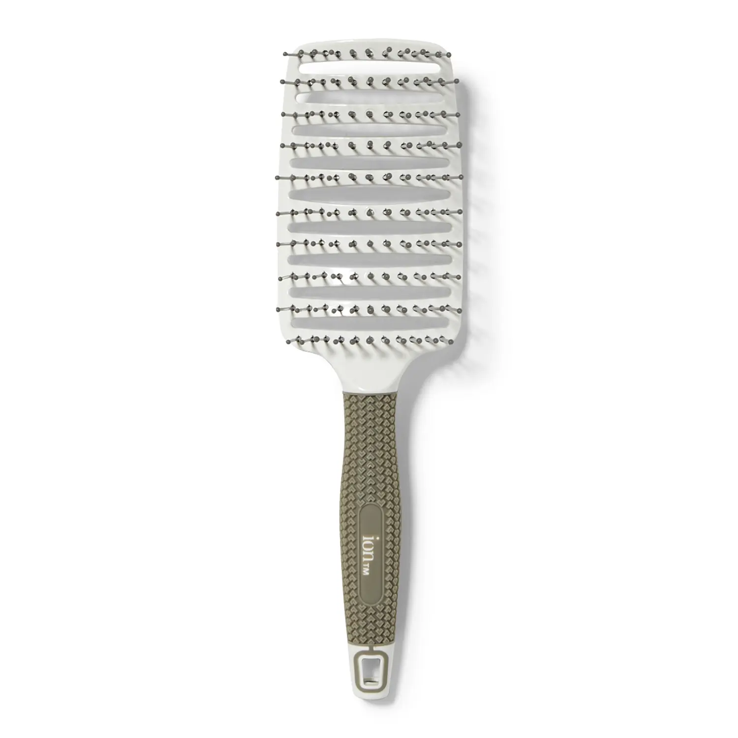 Ion Blowout Vent Brush, Salon Styling Brush, Plastic White/Gray with Quick-Drying, Heat Dry Fast, Frizz Control Features