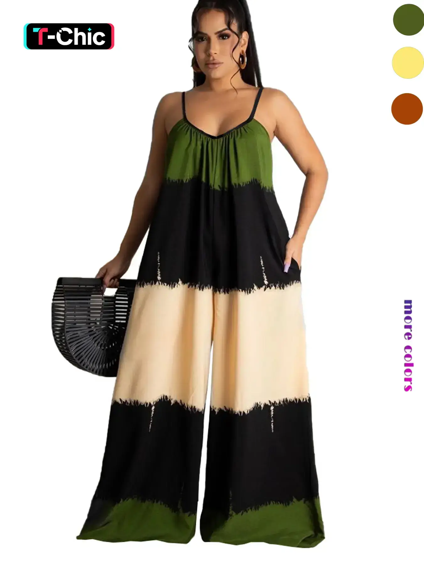 Women's Colorblock Cami Overalls Jumpsuit, Stripe, Casual Fashion Style Sleeveless Fitted Jumpsuit for Summer, Women's Clothing for Daily Wear, Fashionable Jumpsuit