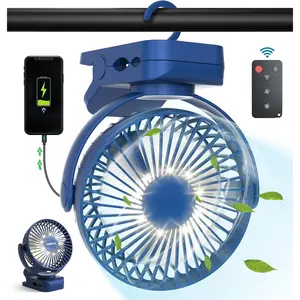 Clip  Fan 65 Hours Portable Desk Fan Rechargeable with LED Lights & Hooks 12000 Capacity  Operated Fan with Clips Small Desk Fan Mini Fans for Tents Travel Outdoor Camping Golf Cart