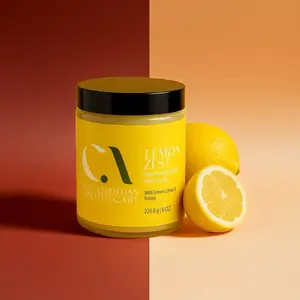 The Christian Apothecary LEMON ZEST Rejuvenating Citrus Sugar Scrub 8 oz - Gentle Exfoliating Body Care with Organic Sugar & Lemon Essential Oils