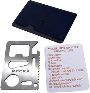 Recka Credit Card Tool Multitool - x3 Units -  11 in 1 Multi purpose Survival Pocket Tool Card X3 Units