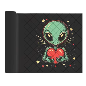 Alien holding a heart DTF film t shirt transfer
