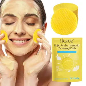 Ikzee Turmeric Kojic Acid Pads, Turmeric Kojic Acid Cleansing Pads for Face, Neck & Body Skincare Comfort Spring Cleaning
