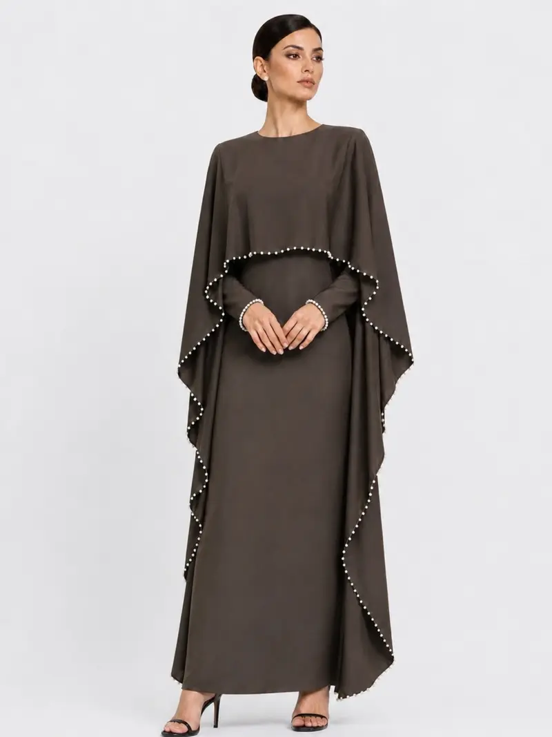 black elegant long sleeve dress BLACK STONE-EMBELLISHED LONG-SLEEVE GOWN | CULT MIA