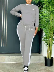 Women's Patchwork Sportswear Set, Athletic Activewear Tracksuits, Two-Piece Long Sleeve Top + Pants, Comfortable Slim-Fitting Daily Wear, Casual Fashion, Sporty Set