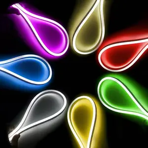 Colorful LED Strip Lights - Flexible DC-Powered Neon Strips in 16 Vibrant Colors, 0.98in Wide, Perfect for Christmas Decor, Mirrors, Ceilings, Kitchens & Cabinets, Ceiling Decoration | Vibrant LED Strips | Silicone LED Strip, Neon Signs for Wall Decor