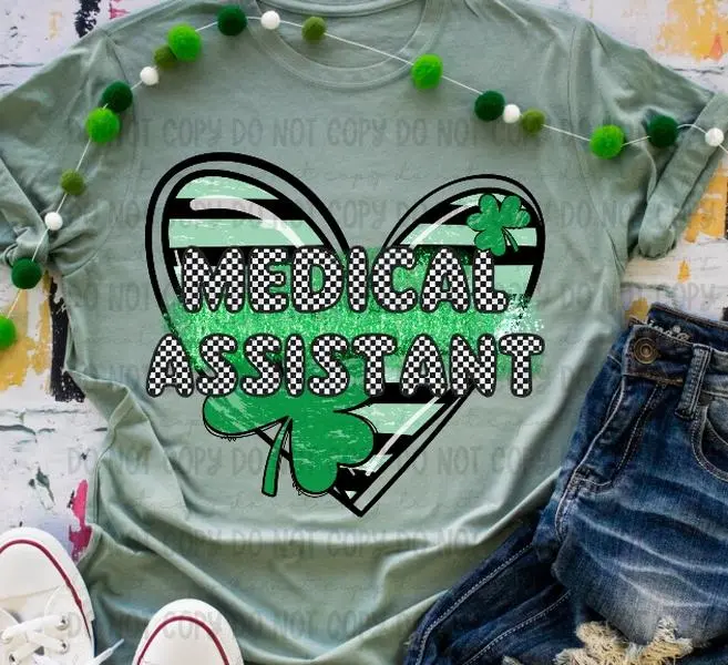 Medical Assistant Clover Heart DTF Transfers - THIS IS NOT A SHIRT