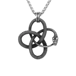 Cast Retro Personality Ouroboros Pendant Punk Hip Hop Trendy Men's Titanium Steel Necklace