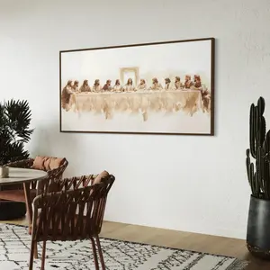 Framed Canvas Wall Art Jesus The Last Supper Watercolor Modern Christian Religious Artwork for Church and Home Decor Artistic Decoration