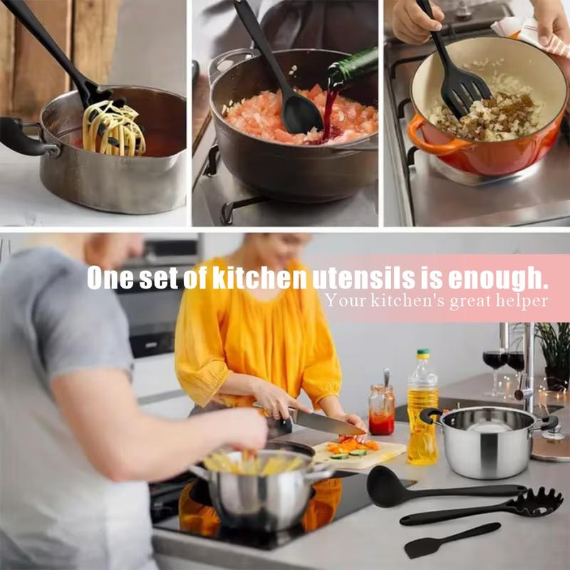 19 Piece Silicone Kitchen Utensils Set with Wooden Handle & Knives - Heat-Resistant, Non-Stick Cooking Tools & Storage Bucket - Perfect Kitchen Gadgets for Easy Cooking and Cleaning Cookware Barrel Stainless Steel kitchen