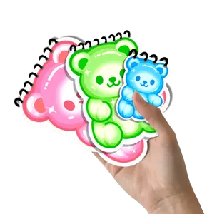 3 Notebooks Bundle, Cute Gummy Bear Shaped Notebooks, 3 Quantity,  1 L Pink, 1 M Green, 1 S Blue, Handmade, for Note Taking, Lined Spiral Notebooks