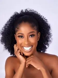 10 Inch Afro Kinky Curly Drawstring Ponytail Extension, Short Wave Synthetic Ponytail Extension for Women, Synthetic Hairpiece for Daily Use