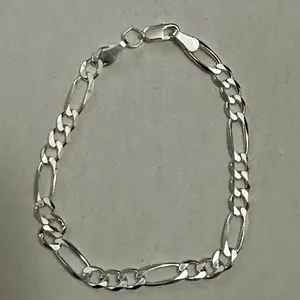 Pulsera de Plata Figaro Lisa 8in Producto #51 Silver Bracelet 8in