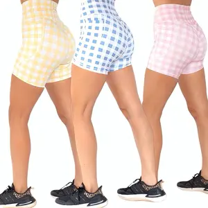 PureFit Studio Savvy Checkers High Waist Compression Shorts for Women | 5.5" - Fabric, Polyester Gym Womenswear