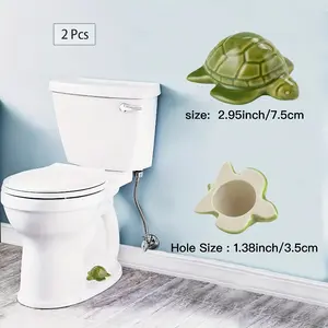 2pcs Ceramic Green Turtle Toilet Bolt Caps - Decorative Tortoise Bathroom Accessories, Cute Fun Gadget Covers for Toilet Floor Bolts, Easy Installation Durable Ceramic Replacement Parts, Turtle Bathroom Decor