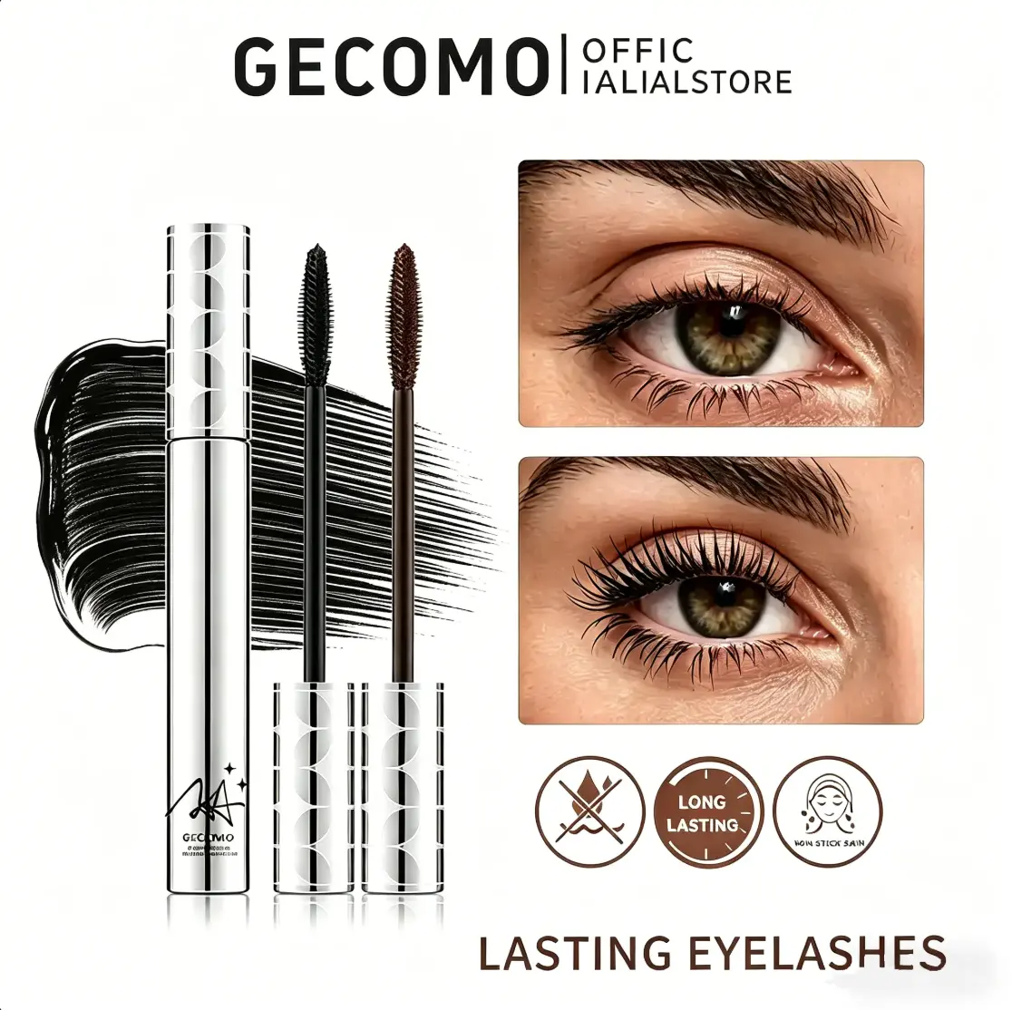 Metal Wand Tubing Mascara, Long-Wearing Lengthening Formula for Natural Looking Long Lashes and Curl, Ideal for Special Occasions, Lengthening Mascara, Natural Mascara