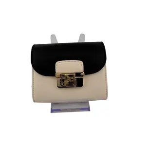 Pre-owned Dior Calfskin Leather Wallet Christian Black and Cream Leather Lock Wallet