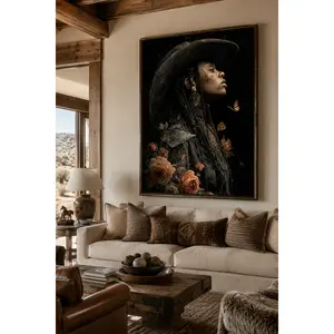 Black Cowgirl Wall Art | Luxury Western Canvas Print