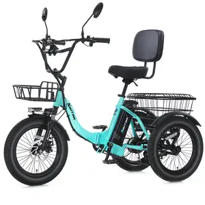 Electric Tricycle, Equipped with High Carbon Steel Frame, Full Suspension System, Fat Tire Folding Electric Trike N6, 3 Wheels Electric Bikes for Adults, Peak 1100W Step-Thru Etrike with 624WH Removable Battery and Large Basket for Women Men