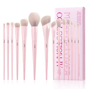 Jessup 14Pcs Angle Synthetic Kabuki Makeup Brushes Set,T495 Pink, Premium Vegan Versatile Soft Foundation Concealer Contour Blush Brushes Kit TikTokShopBlackFriday