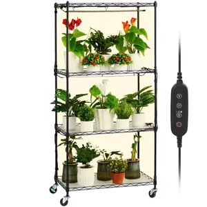【DealsForYouDays】VEVOR Plant Stand with Grow Lights 4 Tiers 45W 49.8" Tall Plant Grow Shelf