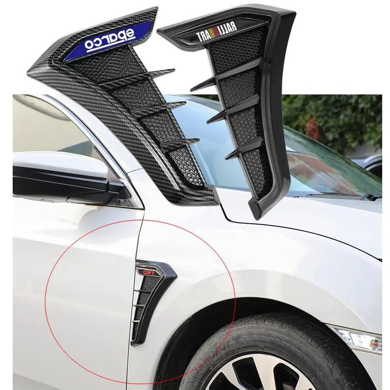 Car simulation shark fin fender modification sticker, shark fin carbon fiber decorative sticker, air vent sticker, carbon fiber black