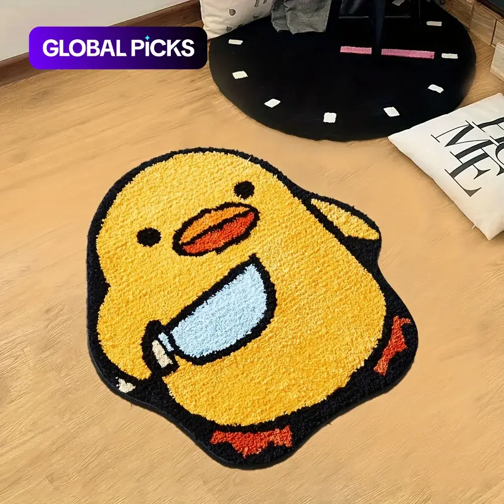 Duck Design Bedroom Carpet, Soft Comfortable Non-Slip Absorbent Area Rug for Living Room & Bathroom Decor, Fun Home Decoration Accessory, Casual Rug