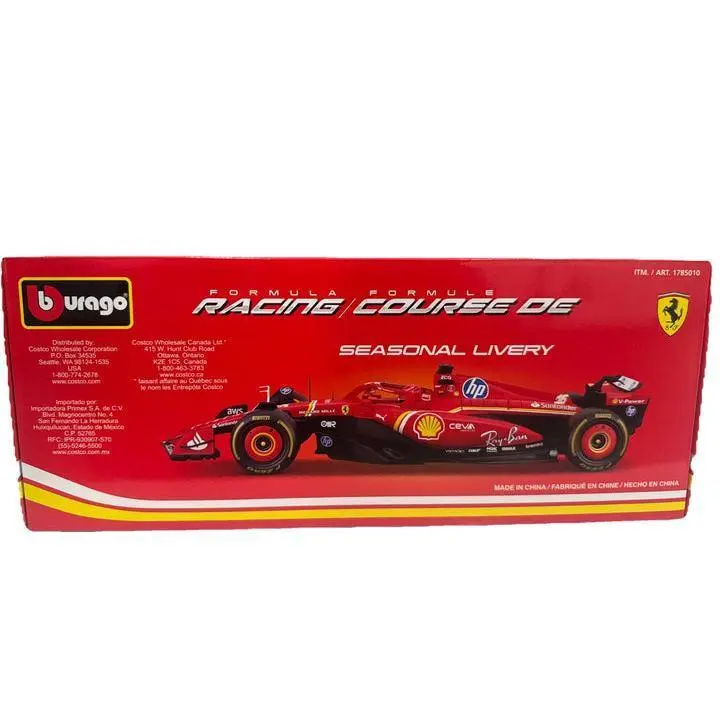 Bburago New Ferrari SF-24 F1 1:18 High-Quality Detailing Diecast Model Car - Charles Leclerc #16 2024 Authentic Race Livery Collectible for Hobbyists, Model Cars