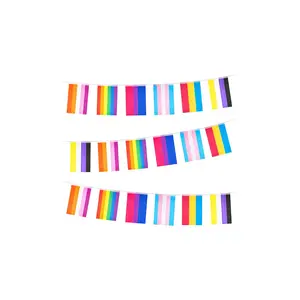 60 Flags 66 Feet LGBT Pride Rainbow Flags Banner, LGBT Bunting Flag Gay Pride LGBT Party Decoration Pride Month Decoration for Indoor and Outdoor (6 Mixed) Colorful Floral Geometric Flower