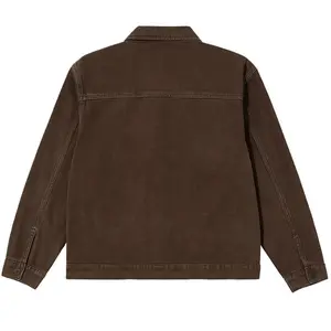 VANS Garage Denim Jacket Coal Brown Fitted Long Sleeve Casual Minimalist Medium Length 100% Cotton 14 oz. with Two Front Pockets & Reversible Zipper