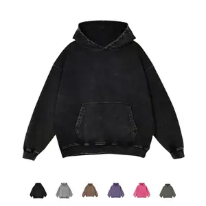 Mens Oversized Hoodie Acid Wash Hoodie Vintage Sweatshirt Heavyweight Fleece Cotton Streetwear Trendy Hoodies Tops Pockets