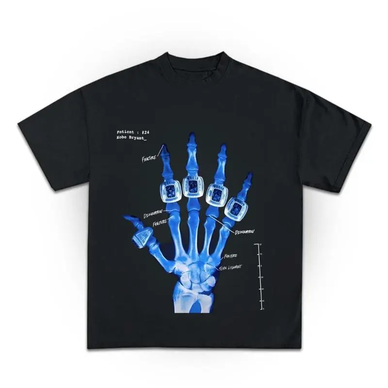 [100% Cotton] Kobe Bryant Broken Not Beaten X-Ray Rings Graphic T-Shirt Blue Vintage Bootleg Style Streetwear Tee